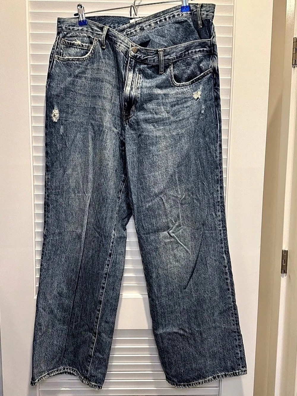 Pistola Bobbie Crossover Wide Leg Distressed Jeans Size 32